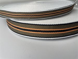 Grosgrain bånd - armygrøn med fine striber, 20 mm